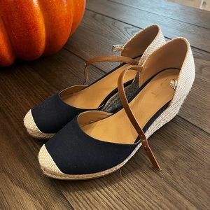 LOFT Navy Blue Wedges size 8